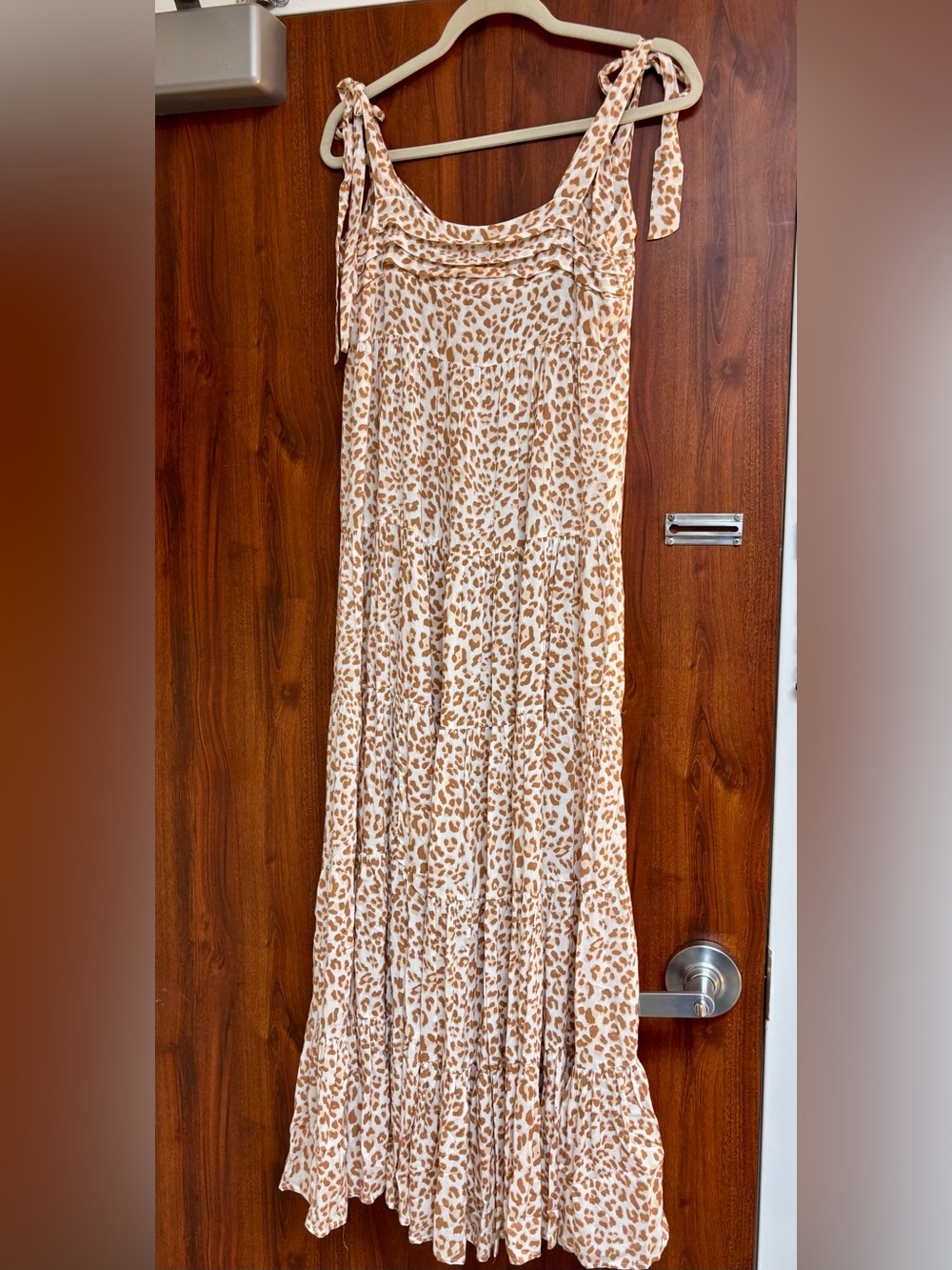 Kivari Brown White Animal Print Maxi Dress Size XS